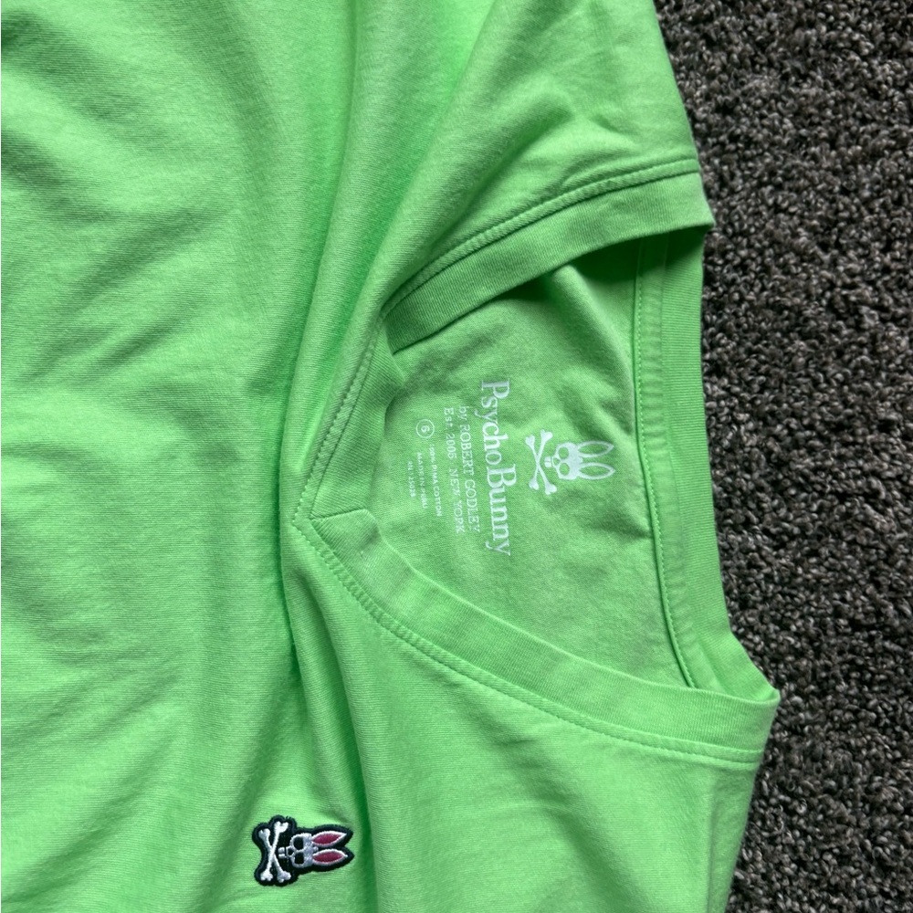 Psycho bunny tshirt.  Size 6 large.  Neon green